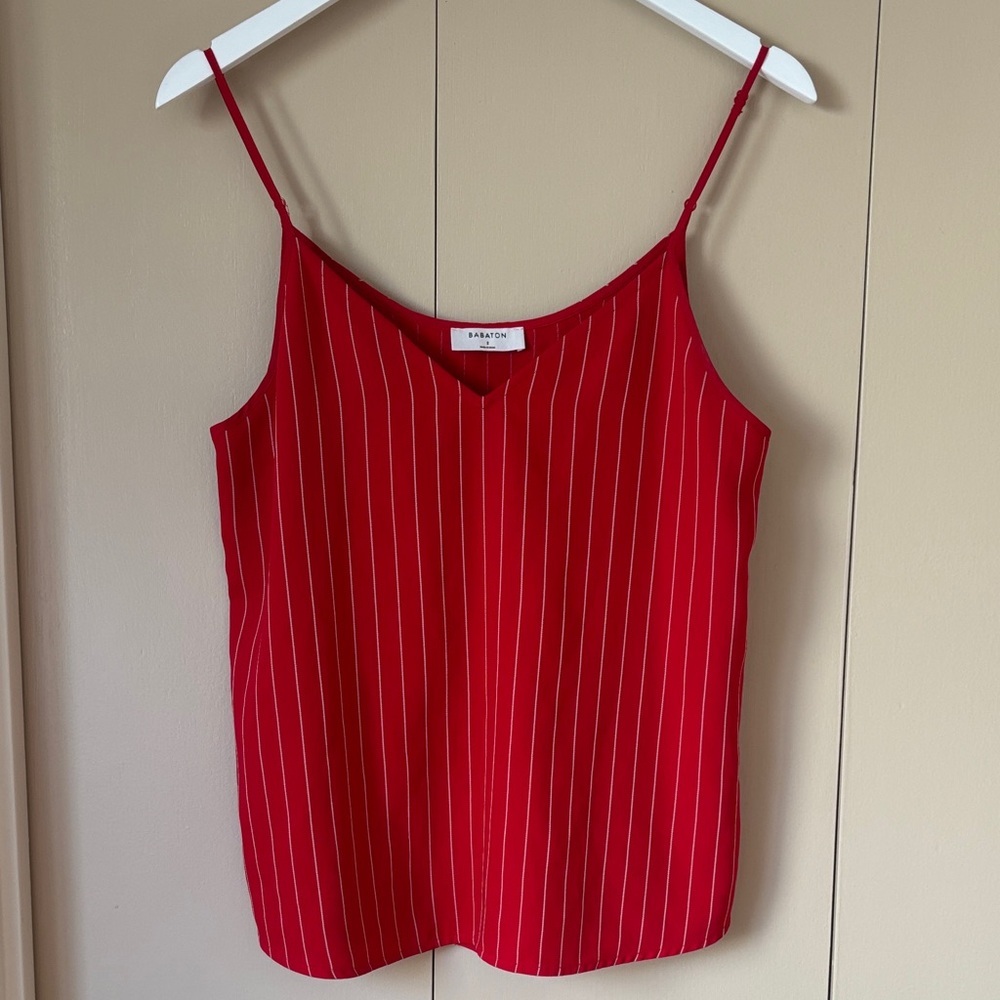 Babaton Red and White Pinstripe Camisole